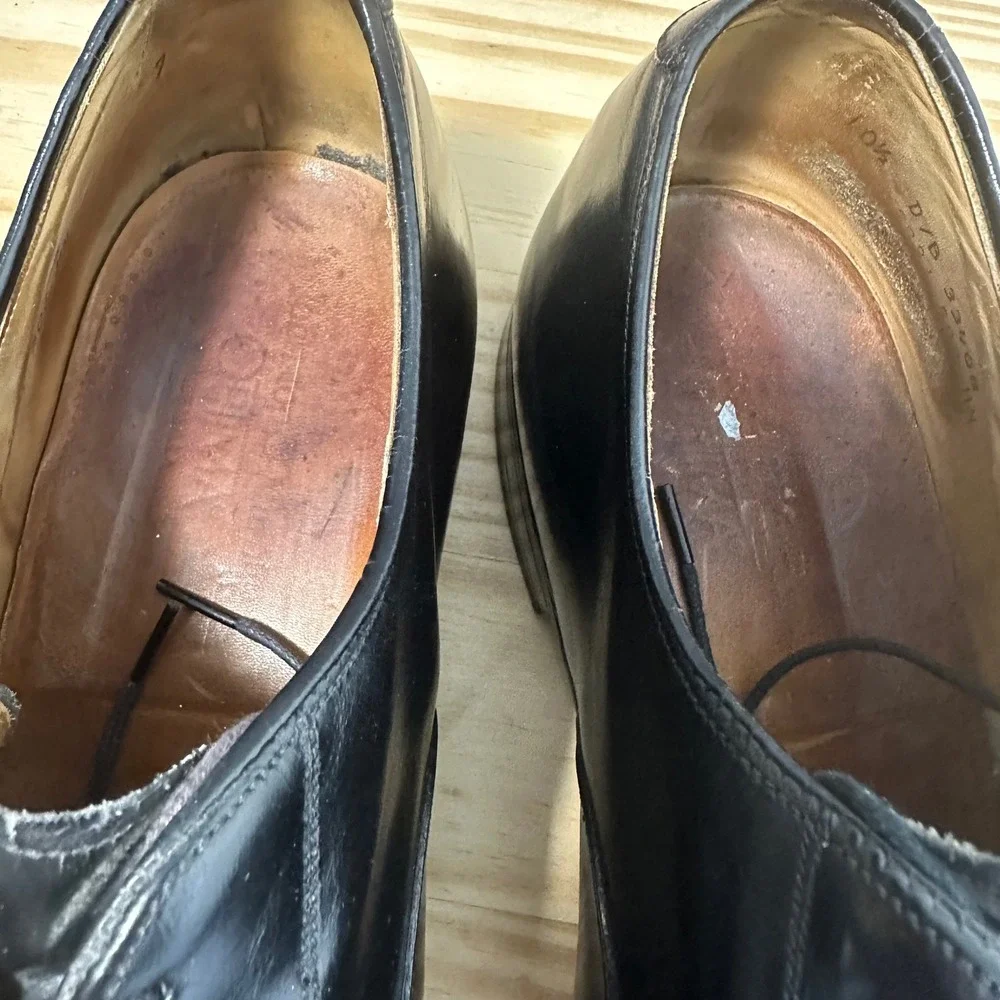 Johnston & Murphy Optima Black Leather Cap‎ Toe Oxford Dress Shoes USA Made 10.5